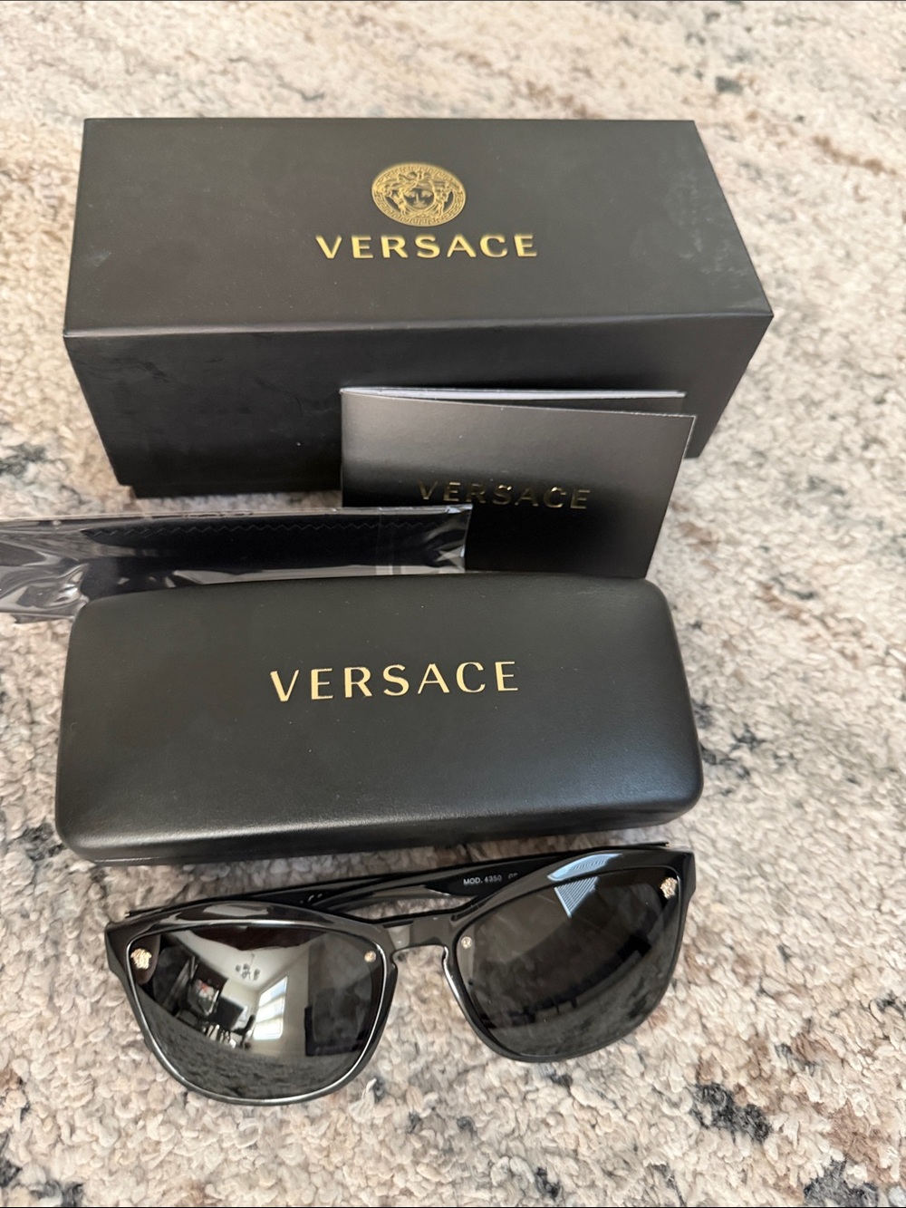 Versace Black women Sunglasses with Gold Logo Accents